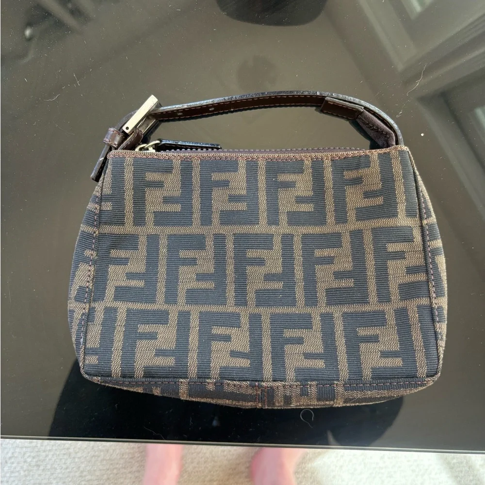 Fendi Brown and Black Zucca Mini Shoulder Bag - AUTHENTIC